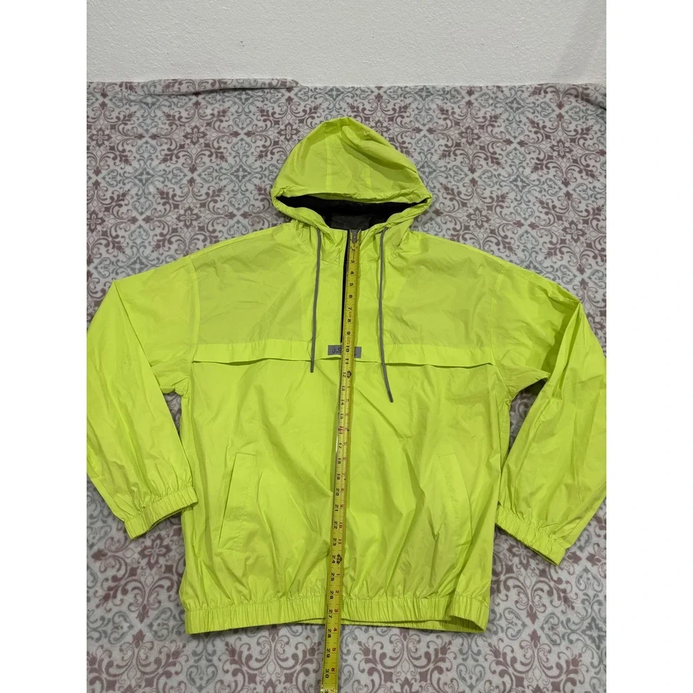OSTOO Neon Lime Green Quarter Zip Windbreaker Hooded Pullover Jacket XL